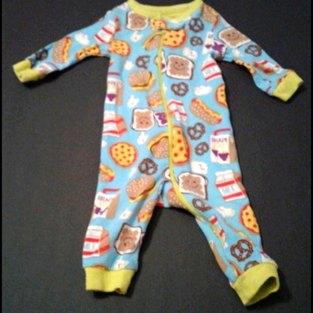 Children's Place Turquoise Cookies Pizza Pretzel Baby One Piece Suit 0-3M